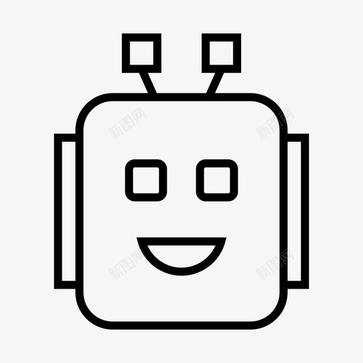 机器人头人形图标svg_新图网 https://ixintu.com 人形 头 机器人 机器人头线