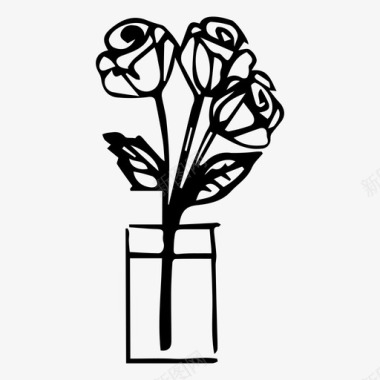 花瓶花植物图标图标