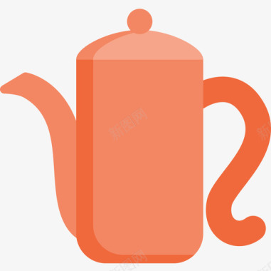 茶壶咖啡厅线性2扁平图标图标