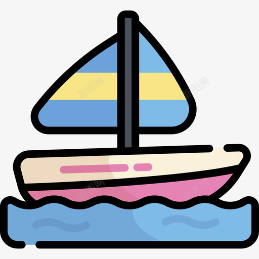 帆船夏季派对24线性颜色图标svg_新图网 https://ixintu.com 夏季派对24 帆船 线性颜色