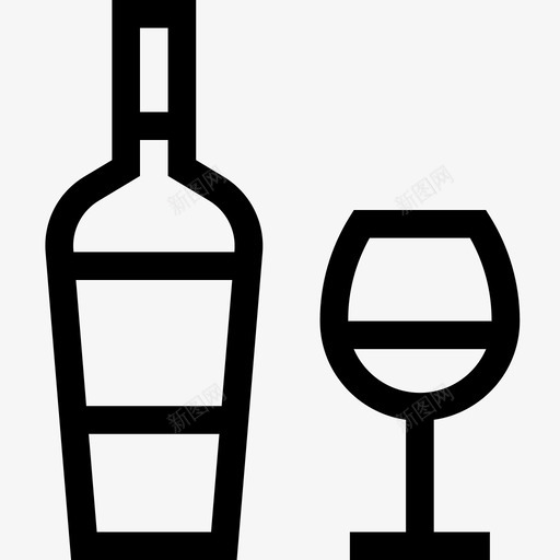 酒瓶玻璃杯红酒图标svg_新图网 https://ixintu.com 玻璃杯 简单葡萄酒 红酒 酒瓶
