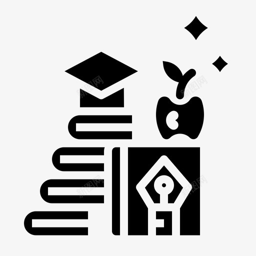 知识苹果书籍图标svg_新图网 https://ixintu.com 书籍 平面设计 文本 毕业生 知识 苹果