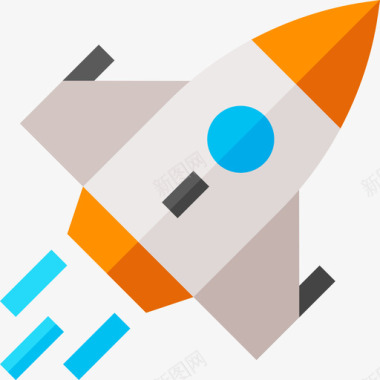 火箭未来技术10扁平图标图标
