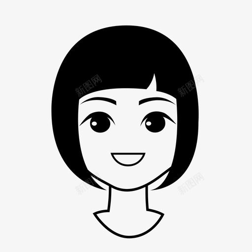 微笑亚洲人可爱图标svg_新图网 https://ixintu.com 亚洲人 可爱 女孩 微笑 短发 表情