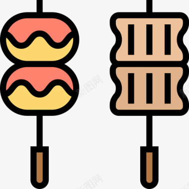 烘焙街头食品和食品卡车司机线性颜色图标图标