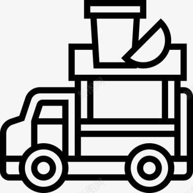 食品车街头食品和食品卡车司机5线性图标图标