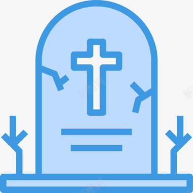 坟墓万圣节122蓝色图标图标