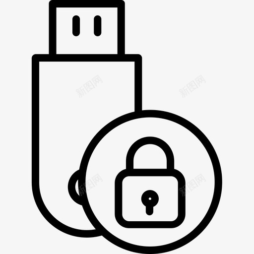 Pendrive网络安全8线性图标svg_新图网 https://ixintu.com Pendrive 线性 网络安全8