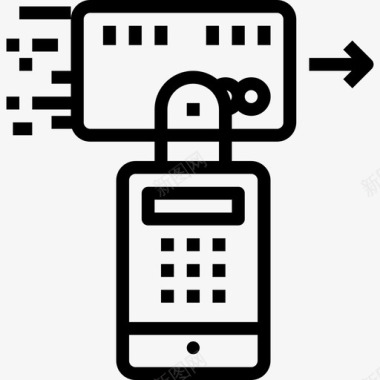 信用卡通讯连接3线性图标图标