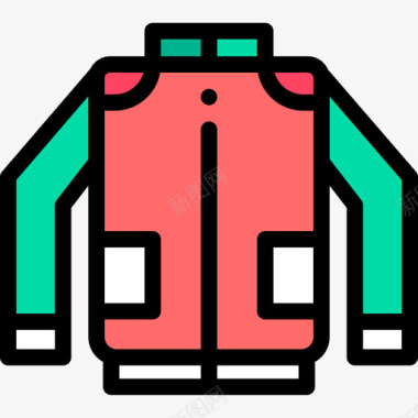 夹克冬装9线性颜色图标图标
