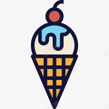 冰淇淋庆祝14线性颜色图标图标