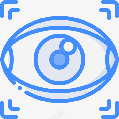 眼睛扫描生物识别4蓝色图标图标