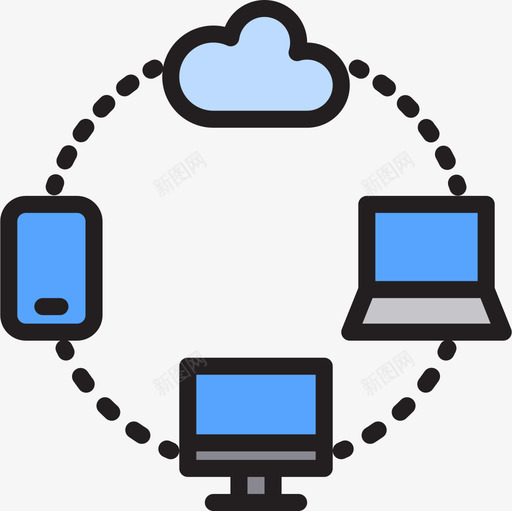 网络数据和网络3线颜色图标svg_新图网 https://ixintu.com 数据 网络 颜色