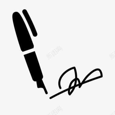 签名墨水钢笔图标图标