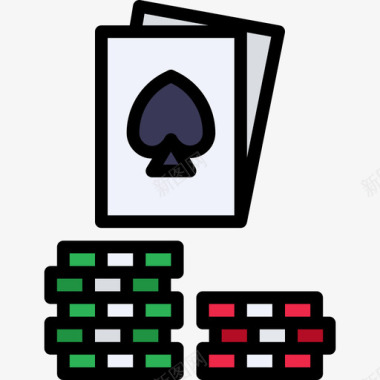 黑杰克赌博10线性颜色图标图标