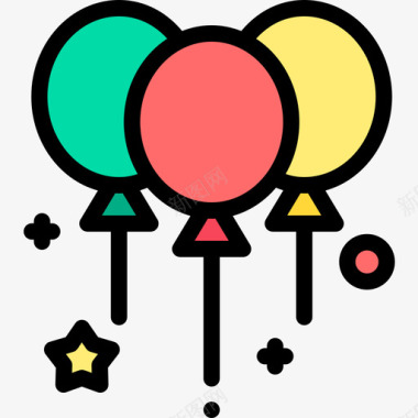 气球圣诞131线性颜色图标图标