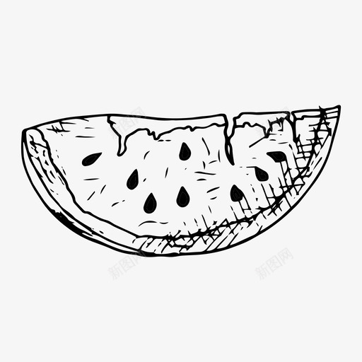西瓜浆果食物图标svg_新图网 https://ixintu.com 手绘 水果 浆果 素描 西瓜 食物 黑白西瓜