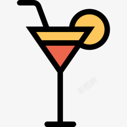 橙色鸡尾酒素材鸡尾酒庆祝和派对直线颜色橙色图标高清图片