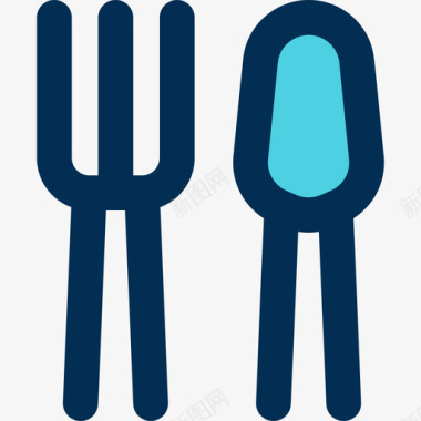 餐具46号餐厅线性颜色图标图标
