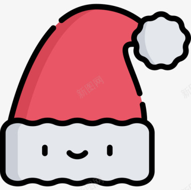 圣诞帽冬装及配饰6线性颜色图标图标