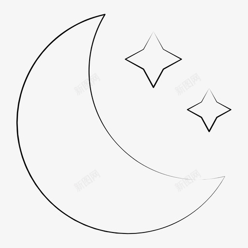 夜新月夜幕图标svg_新图网 https://ixintu.com 夜幕 天文学 手绘 新月 星星