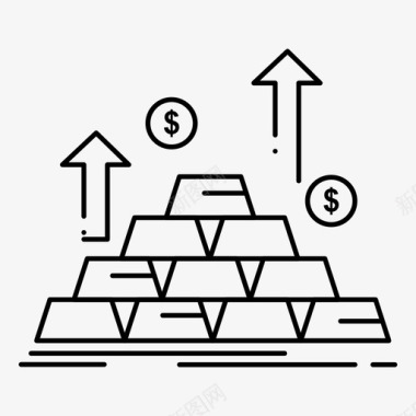 黄金现金硬币图标图标