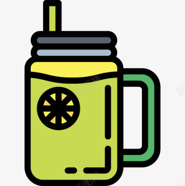 苏打水食品饮料3线性颜色图标图标