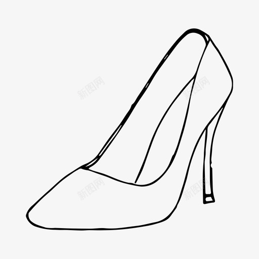 鞋高跟鞋素描图标svg_新图网 https://ixintu.com 素描 细高跟鞋 衣柜 鞋 高跟鞋
