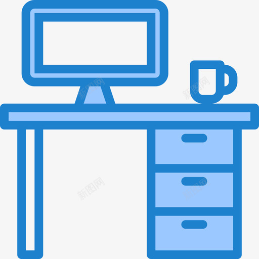 办公桌家具和家用27蓝色图标svg_新图网 https://ixintu.com 办公桌 家具 家用 蓝色