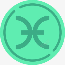 双鱼座占星术和符号学2扁平图标图标