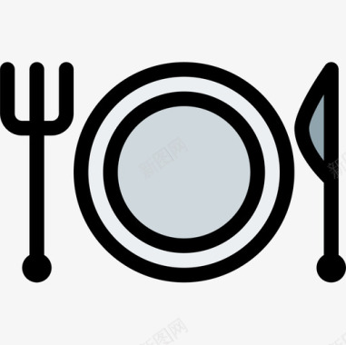 餐厅52号餐厅线性颜色图标图标