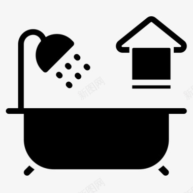 浴缸卫生16实心图标图标