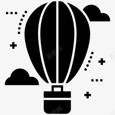 热气球航空运输火气球图标图标