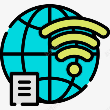 Wifi媒体技术13线性彩色图标图标