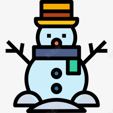 雪人圣诞150线性颜色图标图标