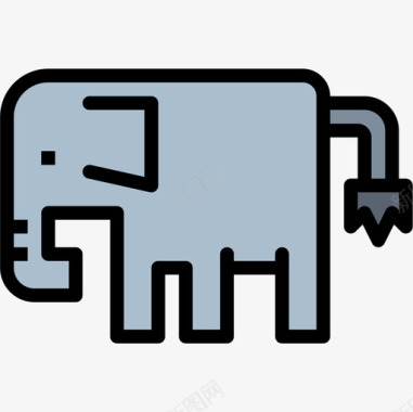 大象动物6线形颜色图标图标