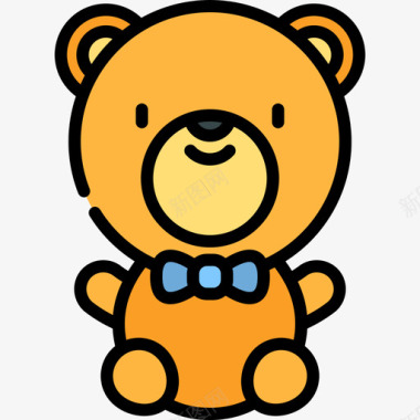 泰迪熊母性9直线颜色图标图标