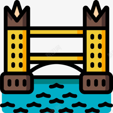 塔桥地标和纪念碑5个线性颜色图标图标