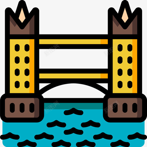 塔桥地标和纪念碑5个线性颜色图标svg_新图网 https://ixintu.com 地标和纪念碑5个 塔桥 线性颜色