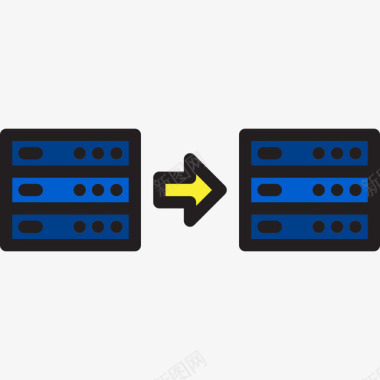 数据传输数据库和云3线颜色图标图标