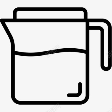 水壶咖啡店74号直线型图标图标