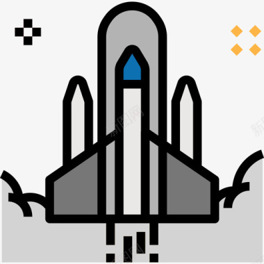 火箭宇宙27线性颜色图标图标