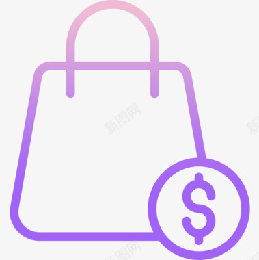 购物袋电子商务123轮廓渐变图标图标