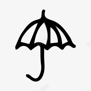 伞涂鸦素描图标图标