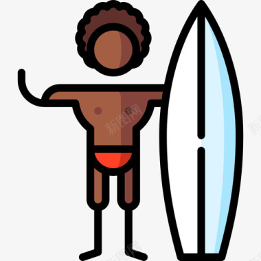 冲浪者冒险29线性颜色图标图标