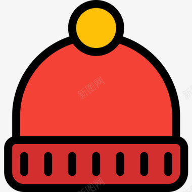 冬季帽子冬季30线性颜色图标图标