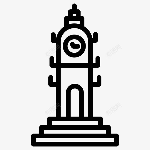 建筑城市建筑时钟图标svg_新图网 https://ixintu.com 城市建筑 建筑 房地产 时钟 钟楼