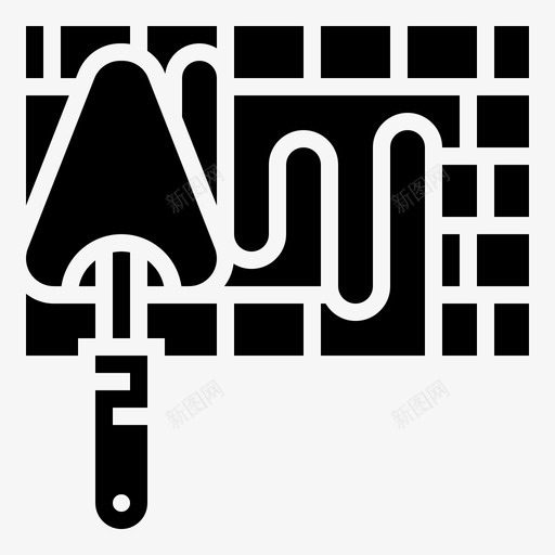 泥刀砖建筑图标svg_新图网 https://ixintu.com 工具 工程项目 建筑 泥刀 砌墙刀 砖刀 符号