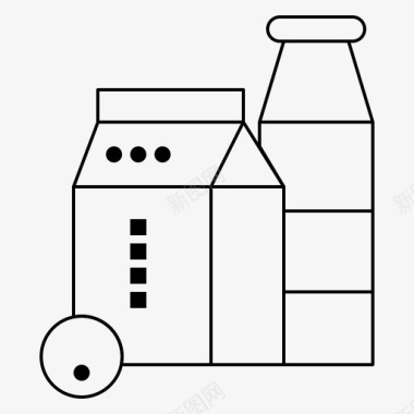牛奶瓶子盒子图标图标