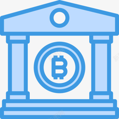 银行加密货币和比特币5蓝色图标图标